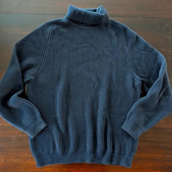 Men's Vintage Navy Cotton Turtleneck Size L - Picture 6 of 12